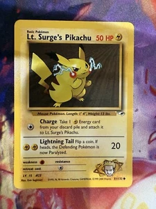 Pokemon LT Surge's Pikachu - WOTC Gym Heroes Common 81/132 1st Edition 2000 - Picture 1 of 4