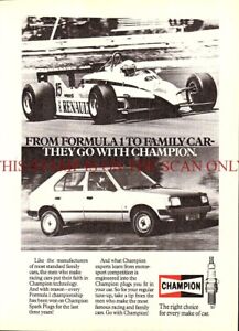 Świece zapłonowe CHAMPION „Formula One to Family Car” REKLAMA 1982 Drukuj ogłoszenie 703/89