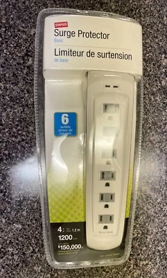 Staples Surge Protector Basic 6 Outlets Home 4 FT Cord 1200 Joules 764394 - Image 1 of 4