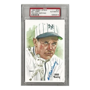 Bill Terry signierte 1980 Perez Steele #73 Postkarte PSA COA New York Giants - Bild 1 von 2