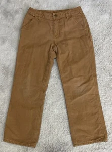 Carhartt Pants Canvas Duck Brown Flannel-Lined Loose Fit Utility Boys Size 12 - Picture 1 of 15