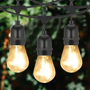 HEAVY DUTY FESTOON E27 IP65 WATERPROOF LED OUTDOOR GARDEN STRING LIGHTS 32-98FT - Picture 1 of 18