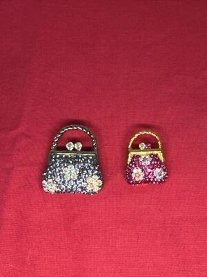 2 施华洛世奇水晶水钻钱包手提包胸针金色银色金属 — 第 1/4 张图片