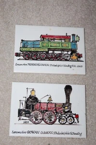 DUE LOCOMOTIVE VINTAGE IN CERAMICA - PENNSYLVANIA & GOWAN & MARCHI - Foto 1 di 6