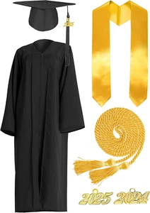 Matte Graduation Cap and Gown 2024+2025 Tassel Set with Honor Cord Graduation St - Picture 1 of 12
