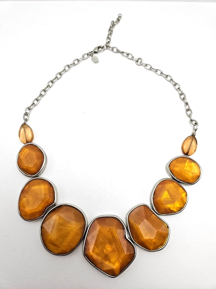 Vintage Joan Rivers Genuine Mother of Pearl Orange Statement Choker Necklace - Image 1 of 4