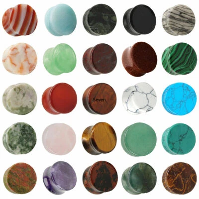 Stein Ohr Plug Tunnel Piercing Prisma geschliffen Double Flared Organisch - Bild 1 von 4