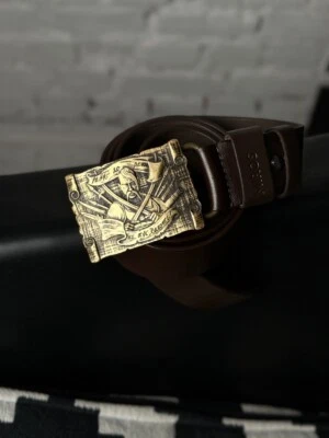 Cinturón de cuero para hombre con hebilla de latón "Cosaco" Marrón | Regalo a... - Imagen 1 de 4