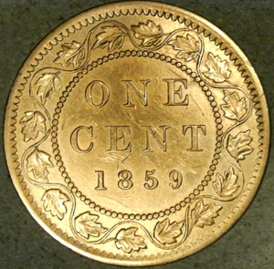 1859 Canada Lg. Cent Narrow 9 Double-Struck 5 Variety 2 Die-Cracks Dble. Letters - Picture 1 of 13