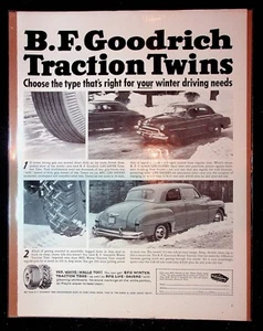 1950s B.F. Goodrich Traction Twins Winter Driving Photo Vintage Print Ad - Picture 1 of 1