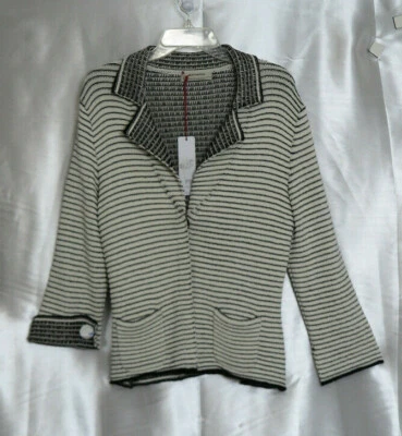 NUEVO CON ETIQUETAS Aldomartins "Gary" Blanco y Negro Todas las Temporadas Cárdigan Chaqueta Talla EE. UU. 10 Foto 1 de 4