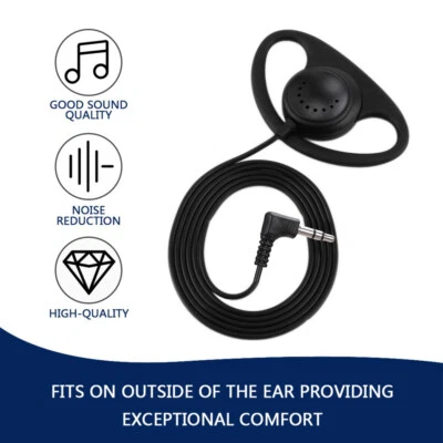 2x Single Pin D-Shape Headset 3.5mm Jack Listen Only Earphone Earpiece Universal - Image 1 of 4