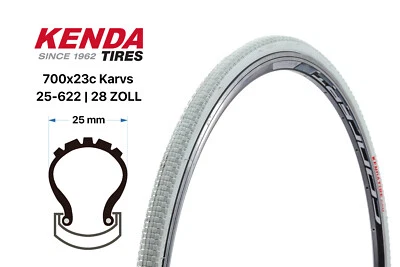 28 Zoll KENDA KARVS Rennrad Faltreifen Fahrrad 25-622 Folding Tire Weiss B-Ware - Bild 1 von 4