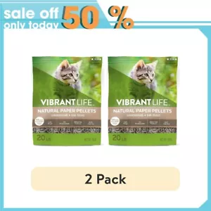 (2 pack) Vibrant Life Natural Paper Pellets Cat Litter, Unscented, 20 lb - Picture 1 of 5
