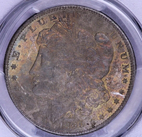 1890-P 1890 Morgan Dollar $1 PCGS - MS63 Beautiful red yellow and orange color! Cover