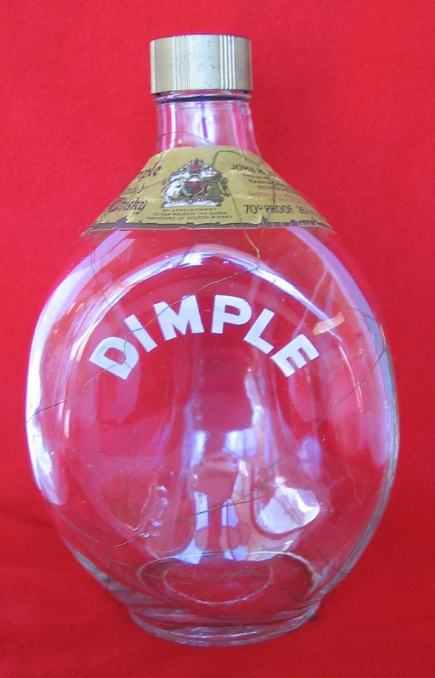 稀有老式 Haig Pinch Dimple 带金网覆盖苏格兰威士忌醒酒器苏格兰 — 第 1/4 张图片