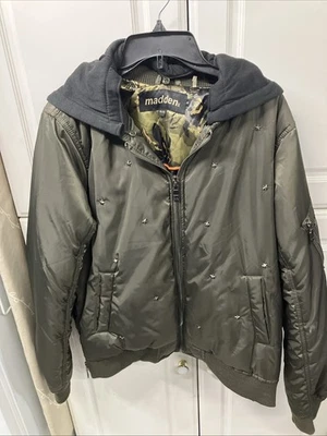 Chaqueta de bombardero Steve Madden Cargo verde militar verde oliva XL Foto 1 de 4