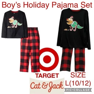 Boys' Christmas 2pc Long Sleeve Pajama Set - Cat & Jack™ Black/Red L(10/12) - Picture 1 of 14