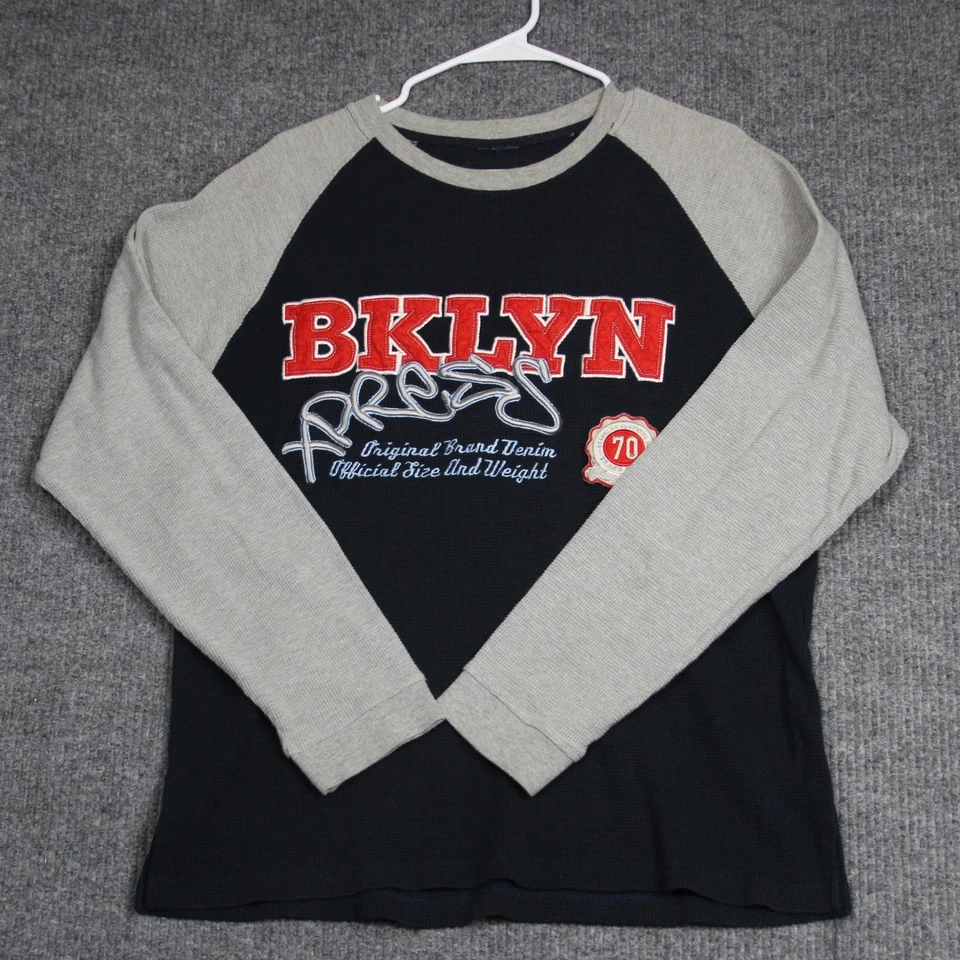 Y2K Brooklyn Xpress Long Sleeve Shirt Mens L Thermal Skater Hip Hop Streetwear - Image 1 of 4
