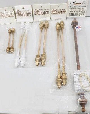 Lote de 5 Tacos Tiradores de Campana de Madera con Cordón 4 Tamaños Acabado Oro Blanco y Madera Oscura Foto 1 de 4