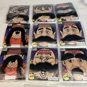 9 pcs Fake Black Mustaches - Self-Adhesive Party Theater Costume Prop Fun! - Picture 1 of 8