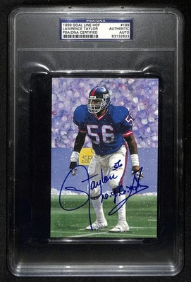 Lawrence Taylor HOF Signed Goal Line Art GLAC Postcard  Giants PSA/DNA 201463 - Image 1 of 2