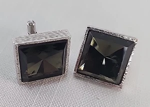 Cufflink Set Mens Mid Century Design Silver Tone  Men's Jewelry - Picture 1 of 5