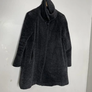 MAX MARA Alpaca Teddy Coat High Funnel Neck Gray Size 6 - Picture 1 of 8