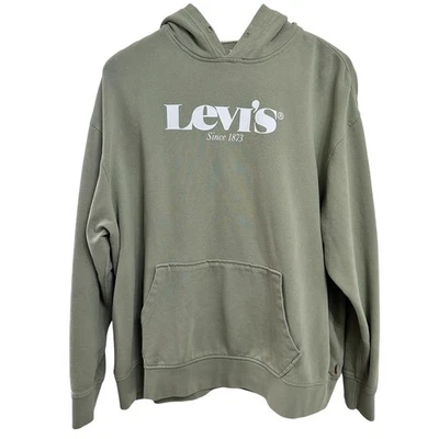 Levi's Hoodie Mens XL Olive Green Relaxed Fit Pullover Sweatshirt - Image 1 of 4