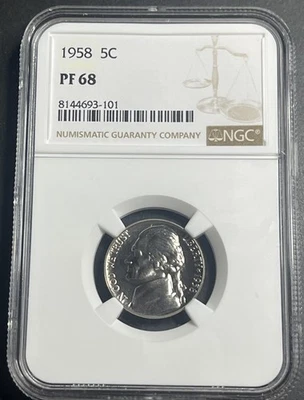 1958 Jefferson Nickel PF 68 NGC brown label - Image 1 of 4