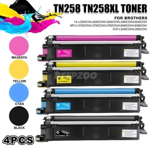 4PCS For Brother TN258 Toner TN258XL MFC-L8390CDW MFC-L3760CDW Toner Cartridges - Picture 1 of 9