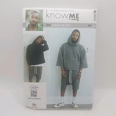 Know Me 2023 Men's Crop Hoodie And Knee Shorts Sewing Pattern Size S-XXL Uncut - Image 1 of 4