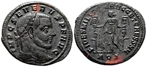 *AET* SEVERUS II (as Augustus) AE Follis. EF/EF-. Aquileia mint. Fides. - Picture 1 of 1