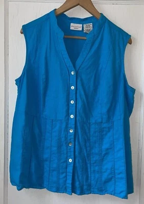 Топ из бирюзовой льняной смеси White Stag размер 18 Вт 20 Вт Cottage Lagenlook - Изображение 1 из 4