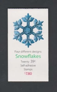 2006 Snowflakes US 39 Cent Stamps Unexploded Booklet of 20 4112 b,c, & d BK303 - Picture 1 of 2
