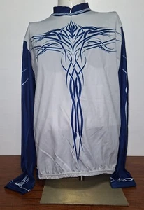 Primal Tattoo Gray/Blue XXL Long Sleeve Cycling Jersey - Picture 1 of 7