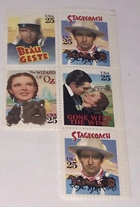 Postage Stamps 25 Cents Wizard of Oz, Beau Geste, Gone with the Wind, Stagecoach - Picture 1 of 8