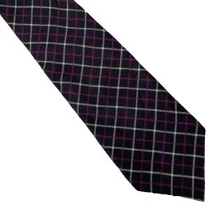 Polo Ralph Lauren Silk Neck Tie Necktie Black Purple Grid Check Wide USA H-made - Picture 1 of 5