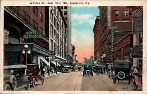 POSTCARD STREET SCENE WALNUT STREET EAST FROM 5TH LOUISVILLE KENTUCKY - Picture 1 of 2