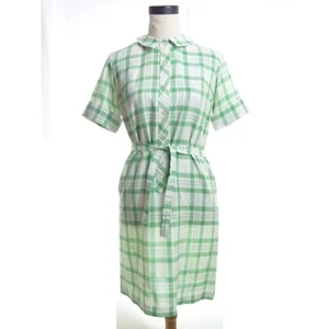 Vintage Green Plaid Shirt Dress - Picture 1 of 5