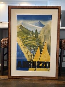 Original Vintage 1949 Framed Travel Poster Abruzzo Italy Enit Scarpati & Figlio