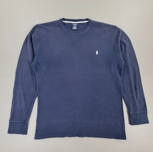 Polo Ralph Lauren Mens Pyjama Top Navy Blue Large Waffle Knit Cotton Sweater - Picture 1 of 8