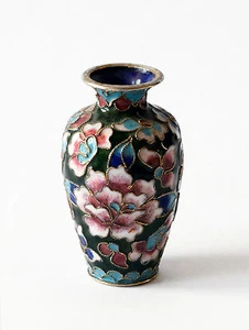 Vaso Cloisonnè Filo Rame Cinese Oriental Ancient Vintage Antique Vase Cina H.8cm - Picture 1 of 1