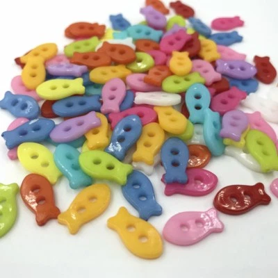 200pcs Mixed Color Resin Buttons Fish shape Sewing Scrapbooking Decoration 14mm - Image 1 of 3