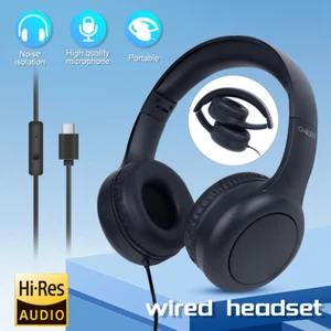 Wired Over-Ear Stereo Headphones Noise Isolation Headseet Lightweight Type-C - Picture 1 of 9