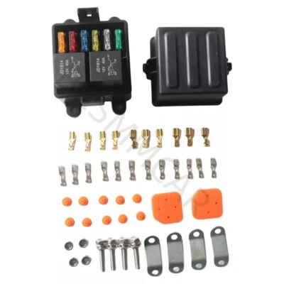 Caja de relé de fusibles de 6 vías soporte de fusibles impermeable bloque de relé de 4 pines accesorios para automóvil Foto 1 de 4