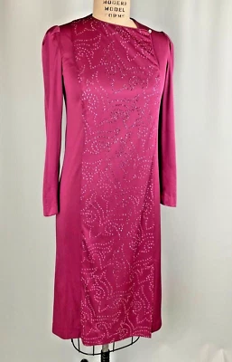 vintage dress SIZE 8 JONATHAN LOGEN designer 80s 90s party pink glitter stretch  - Image 1 of 4