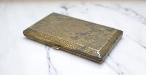 Antique Brass Money Wallet Box Original Old Hand Crafted Fine Engraved - Picture 1 of 9