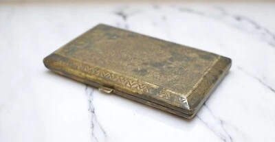 Antique Brass Money Wallet Box Original Old Hand Crafted Fine Engraved - Image 1 of 4