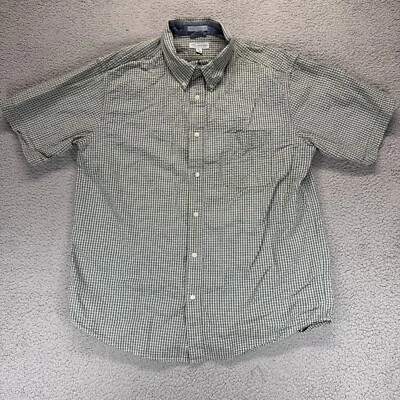 John Ashford Mens Green White Plaid Cotton Short Sleeve Button Down Shirt Sz XL - Image 1 of 4